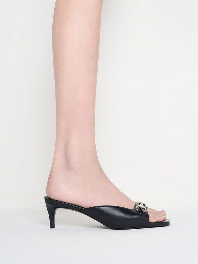 CHARLES & KEITH Leslie Kitten-Heel Mules_Black