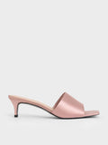 CHARLES & KEITH Satin Square-Toe Kitten-Heel Mules_Nude