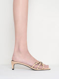 CHARLES & KEITH Patent Buckled Strappy Kitten-Heel Mules_Beige