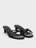 CHARLES & KEITH Patent Buckled Strappy Kitten-Heel Mules_Black Patent