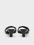 CHARLES & KEITH Patent Buckled Strappy Kitten-Heel Mules_Black Patent