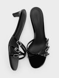 CHARLES & KEITH Patent Buckled Strappy Kitten-Heel Mules_Black Patent