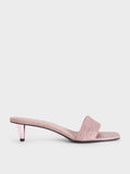 CHARLES & KEITH Glittered Cone-Heel Mules_Pink