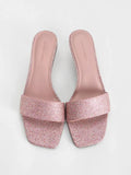 CHARLES & KEITH Glittered Cone-Heel Mules_Pink