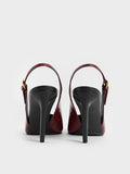 CHARLES & KEITH Croc-Effect Cone-Heel Pointed-Toe Pumps_Animal Print Red