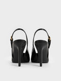 CHARLES & KEITH Croc-Effect Cone-Heel Pointed-Toe Pumps_Animal Print Black