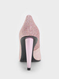 CHARLES & KEITH Glittered Cone-Heel Ponted-Toe Pumps_Pink