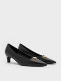 CHARLES & KEITH Metallic-Accent Pointed-Toe Blade-Heel Pumps_Black