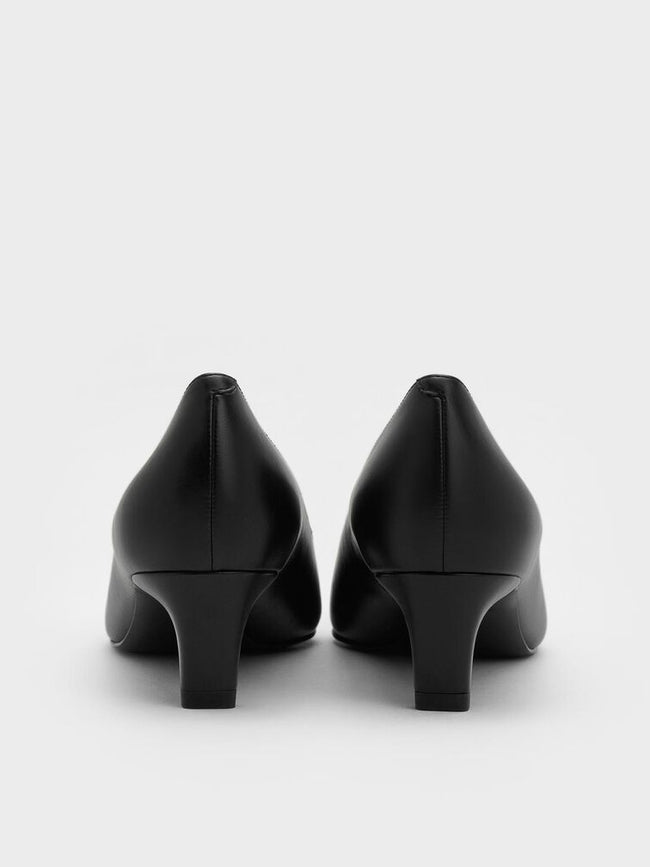 CHARLES & KEITH Metallic-Accent Pointed-Toe Blade-Heel Pumps_Black