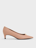 CHARLES & KEITH Metallic-Accent Pointed-Toe Blade-Heel Pumps_Nude