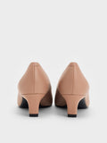 CHARLES & KEITH Metallic-Accent Pointed-Toe Blade-Heel Pumps_Nude