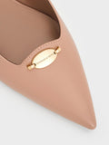 CHARLES & KEITH Metallic-Accent Pointed-Toe Blade-Heel Pumps_Nude