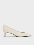 CHARLES & KEITH Metallic-Accent Pointed-Toe Blade-Heel Pumps_Chalk