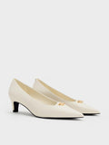 CHARLES & KEITH Metallic-Accent Pointed-Toe Blade-Heel Pumps_Chalk