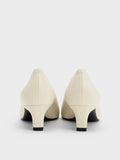 CHARLES & KEITH Metallic-Accent Pointed-Toe Blade-Heel Pumps_Chalk