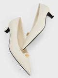 CHARLES & KEITH Metallic-Accent Pointed-Toe Blade-Heel Pumps_Chalk
