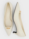 CHARLES & KEITH Metallic-Accent Pointed-Toe Blade-Heel Pumps_Chalk
