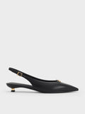 CHARLES & KEITH Metallic-Accent Kitten-Heel Slingback Pumps_Black