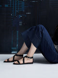 CHARLES & KEITH Crossover-Strap Square-Toe Sandals_Black