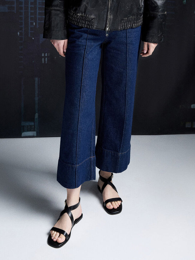 CHARLES & KEITH Crossover-Strap Square-Toe Sandals_Black