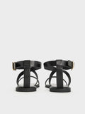 CHARLES & KEITH Crossover-Strap Square-Toe Sandals_Black