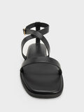 CHARLES & KEITH Crossover-Strap Square-Toe Sandals_Black
