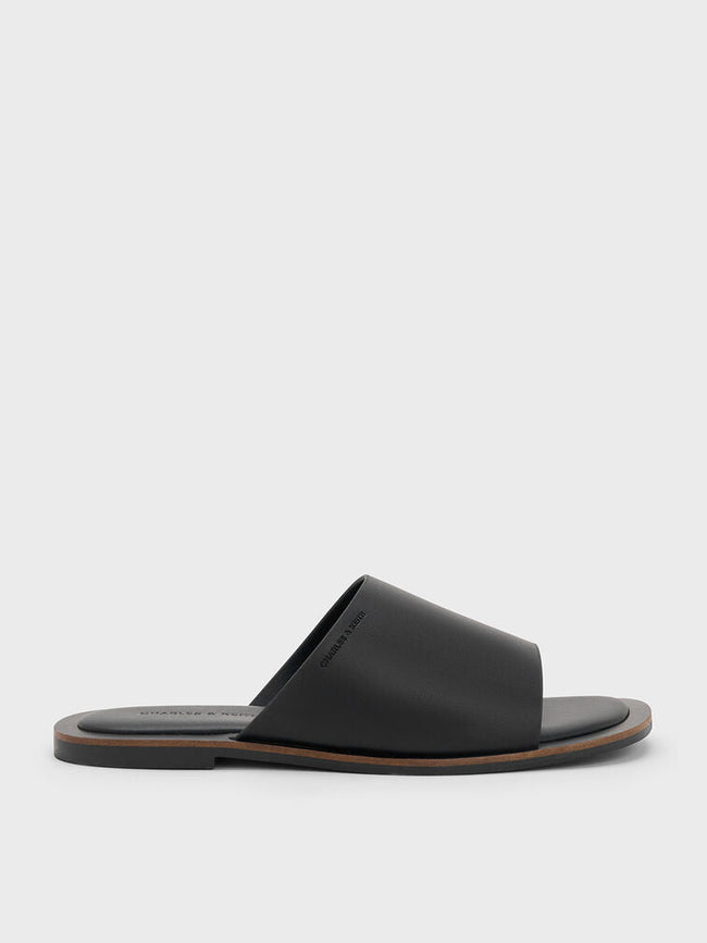 CHARLES & KEITH Wide-Strap Slide Sandals_Black