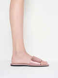 Metallic Wide-Strap Slide Sandals_Nude