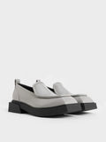 Lorde Geometric Square-Toe Loafers _Grey