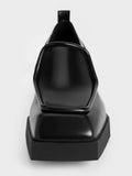 CHARLES & KEITH Women Lorde Geometric Square-Toe Loafers _Black Box