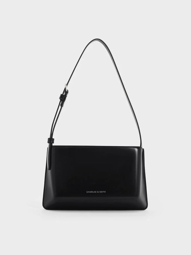 CHARLES & KEITH Structured Boxy Shoulder Bag_Noir