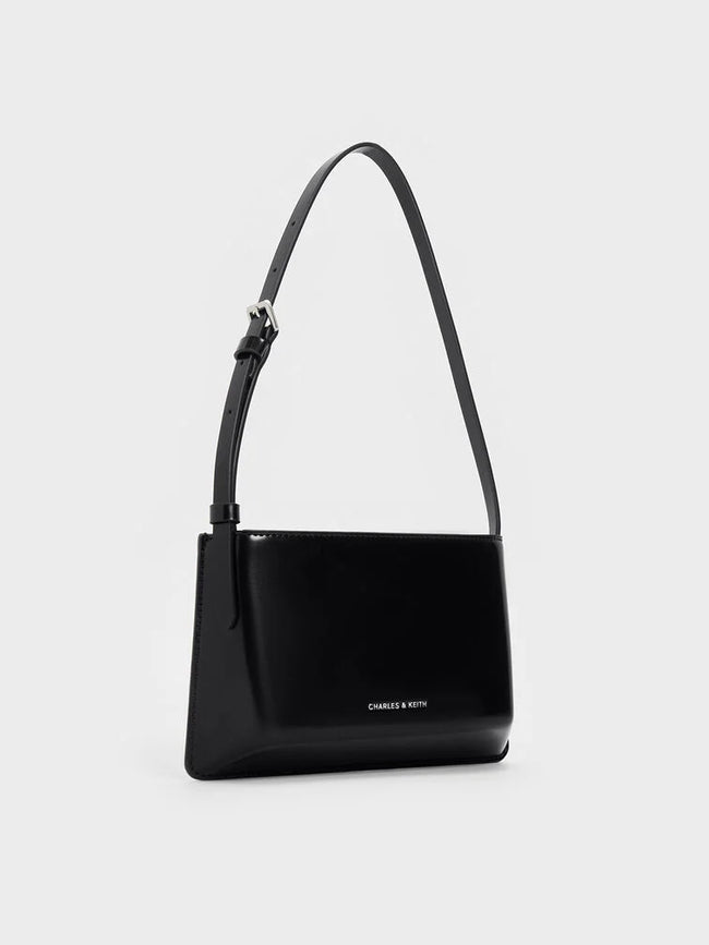CHARLES & KEITH Structured Boxy Shoulder Bag_Noir