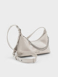 CHARLES & KEITH Women Atwood Chain Elongated Shoulder Bag -Shell Grey