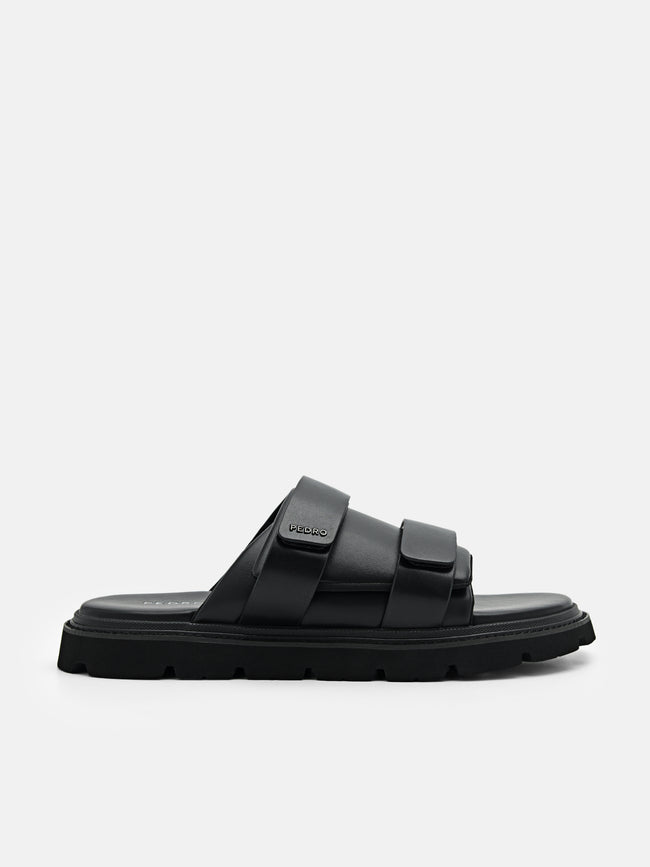 PEDRO Velcro Slide Sandals - Black