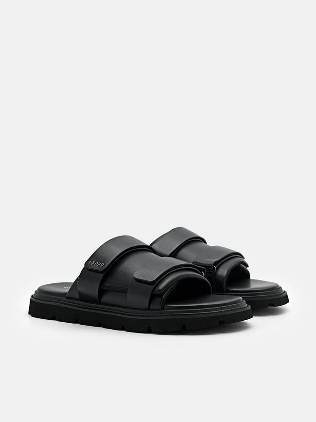PEDRO Velcro Slide Sandals - Black