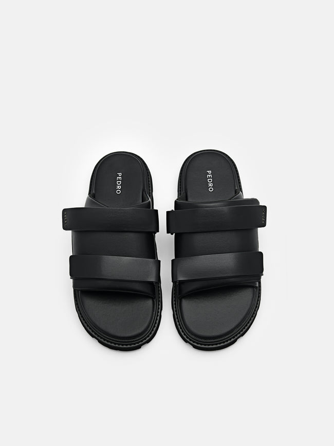 PEDRO Velcro Slide Sandals - Black