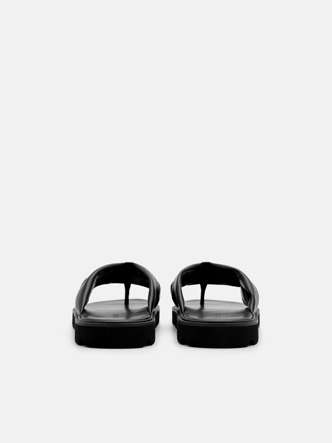 PEDRO Pleated Thong Sandals - Black