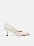 PEDRO Studio Kathy Leather Heel Pumps-Chalk