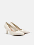 PEDRO Studio Kathy Leather Heel Pumps-Chalk