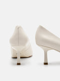 PEDRO Studio Kathy Leather Heel Pumps-Chalk