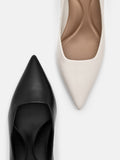 PEDRO Studio Kathy Leather Heel Pumps-Chalk