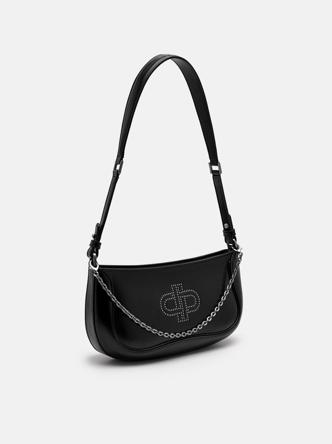 PEDRO Icon Oiled Leather Studded Shoulder Bag - Black