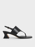 CHARLES & KEITH Wide-Strap Heeled Thong Sandals_Black
