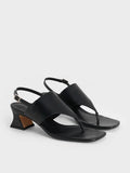 CHARLES & KEITH Wide-Strap Heeled Thong Sandals_Black