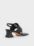 CHARLES & KEITH Wide-Strap Heeled Thong Sandals_Black