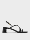 CHARLES & KEITH Strappy Block-Heel Slingback Sandals_Black Box