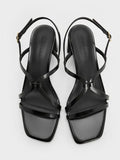 CHARLES & KEITH Strappy Block-Heel Slingback Sandals_Black Box