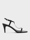 CHARLES & KEITH Chain-Strap Square-Toe Heeled Sandals_Black Box