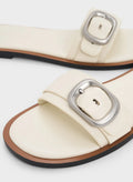 CHARLES & KEITH Buckle-Strap Slide Sandals_Chalk