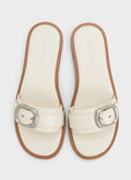 CHARLES & KEITH Buckle-Strap Slide Sandals_Chalk